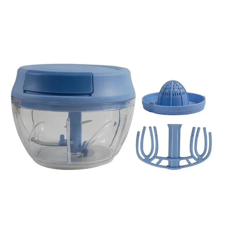Mini Processador 3 Em 1, Batedor E Espremedor - Azul