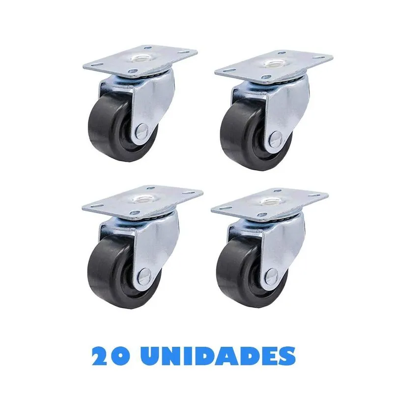 20 Rodízio Giratório Sem Trava Mini Rodinha Para Móvel 25mm