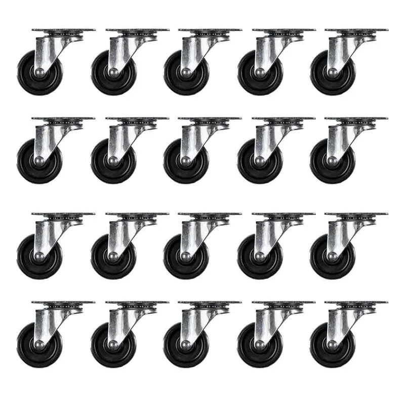 100 Rodizio Móveis Giratório Rodas Preta 30mm Kit Rodinhas