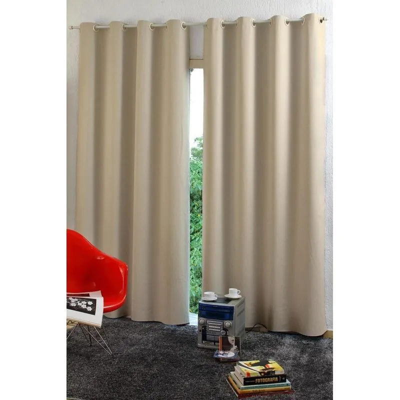 Cortina Corta Luz Blackout Marka Textil Dupla Face PVC Bege 2,80x2,50m