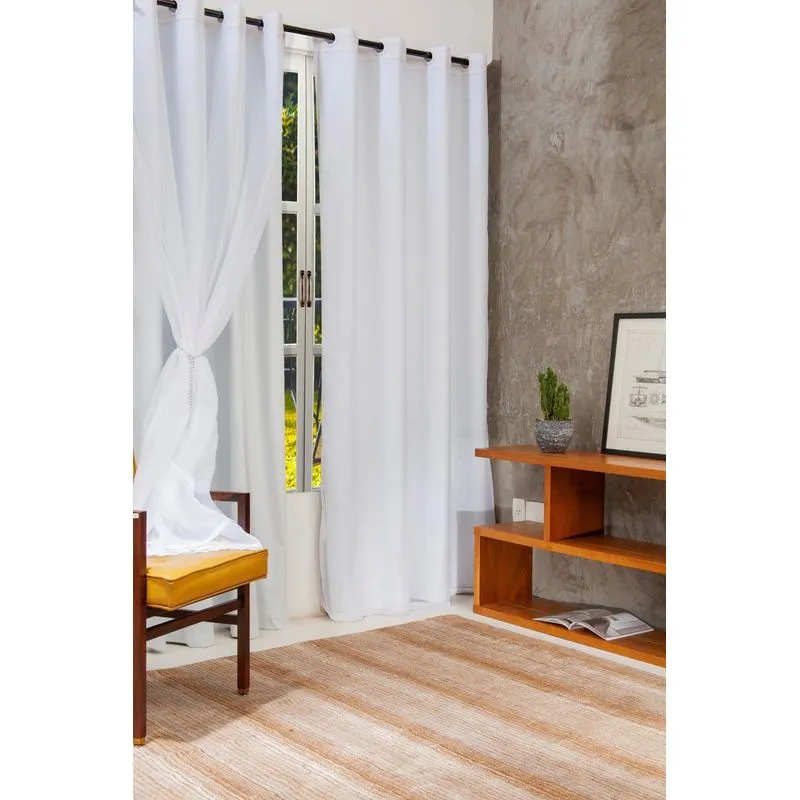 Cortina Marka Textil Lava Fácil Colors Duo Ilhos Branco 2,70x2,40m