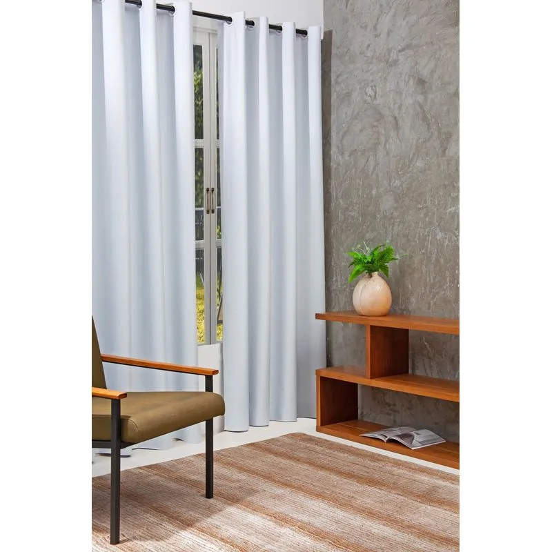 Cortina Marka Textil Trio Ilhos Branco 2,70x1,70m