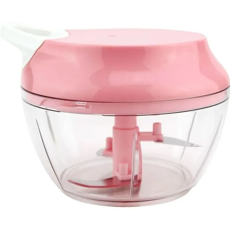 Triturador Processador Alho Cebola Manual 3 Lâminas Rosa