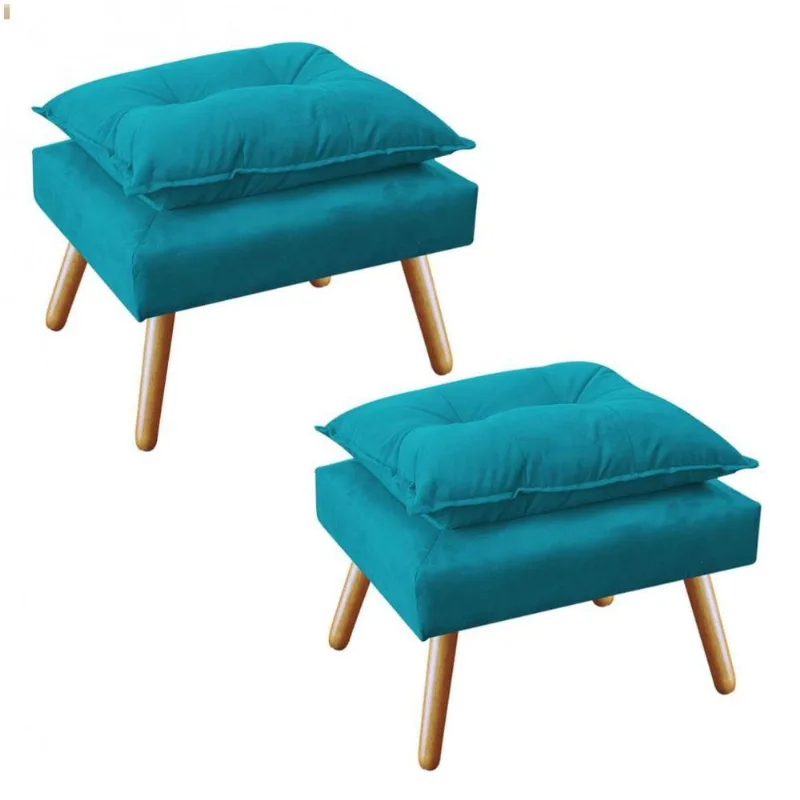 Kit 2 Puff'S Opala Plus Suede Turquesa