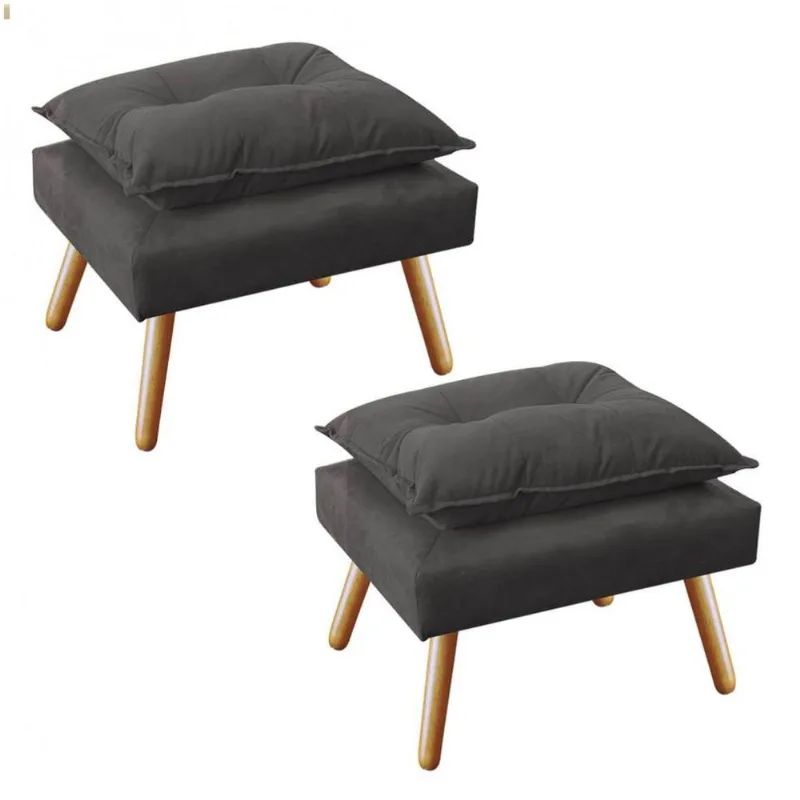 Kit 2 Puff'S Opala Plus Suede Cinza