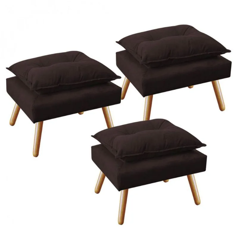 Kit 3 Puff'S Opala Plus Suede Marrom
