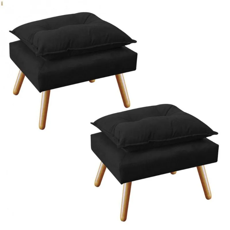 Kit 2 Puff'S Opala Plus Suede Preto