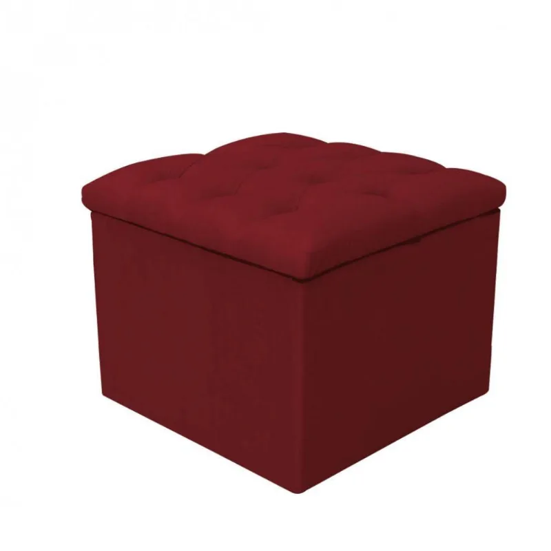 Puff Baú Mali Suede Vermelho