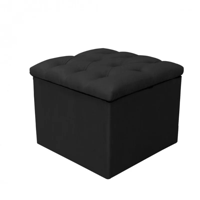 Puff Baú Mali Suede Preto