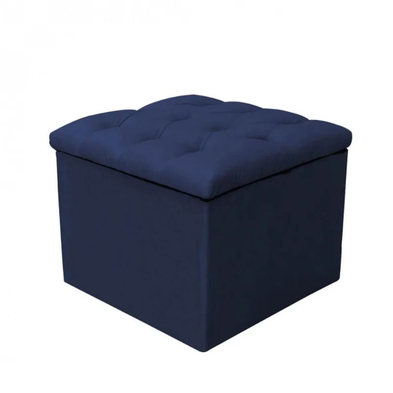 Puff Baú Mali Suede Marinho