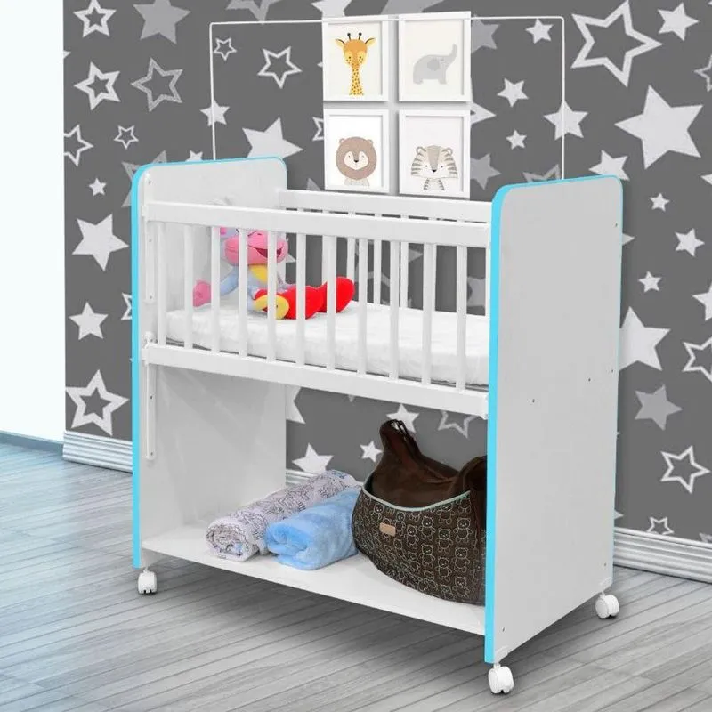 Mini Berço Moisés Bedside Grade Móvel Azul
