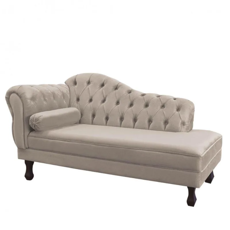 Divã Recamier Juliana 140Cm Lado Direito Suede Bege