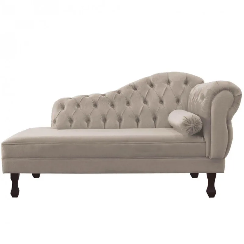 Divã Recamier Juliana 160Cm Lado Esquerdo Suede Bege