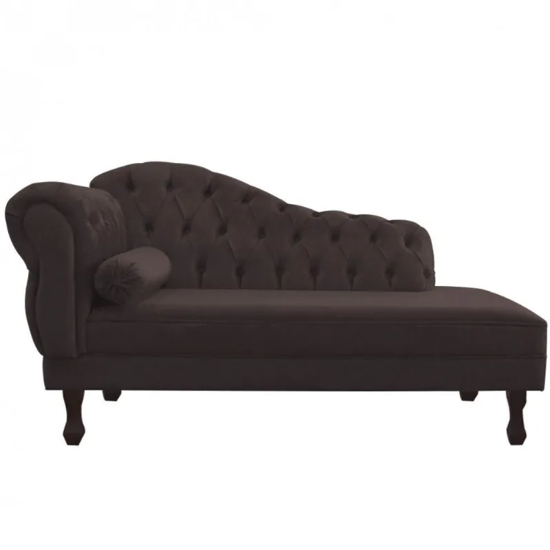 Divã Recamier Juliana 160Cm Lado Direito Suede Marrom