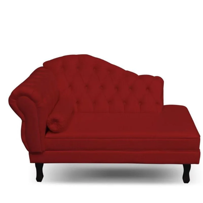 Divã Recamier Juliana 140Cm Lado Direito Suede Vermelho