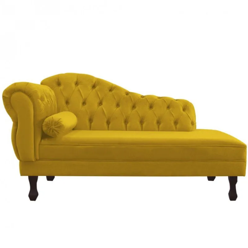 Divã Recamier Juliana 160Cm Lado Direito Suede Amarelo