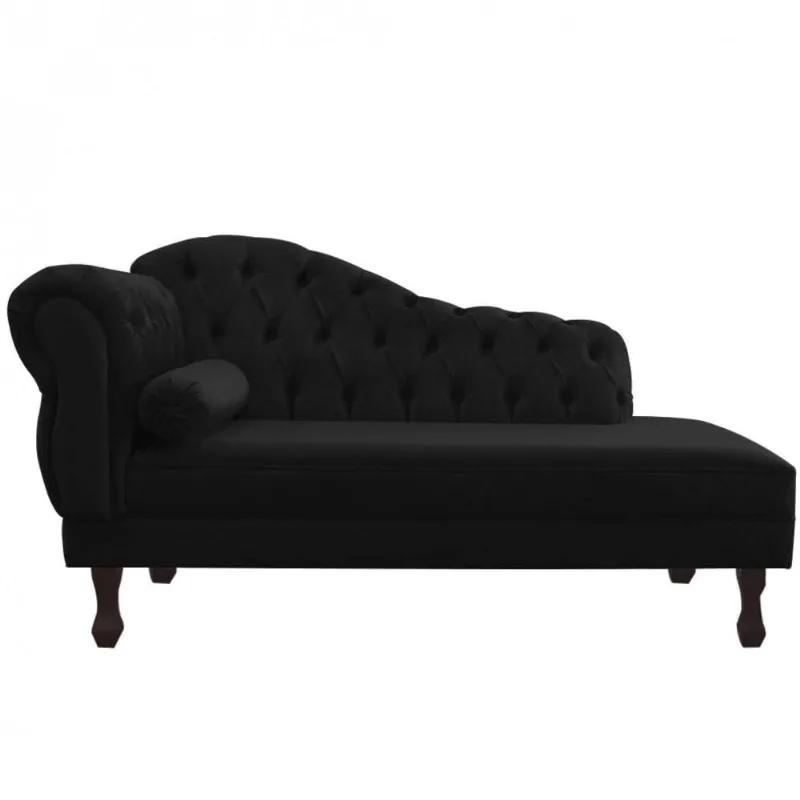 Divã Recamier Juliana 160Cm Lado Direito Suede Preto