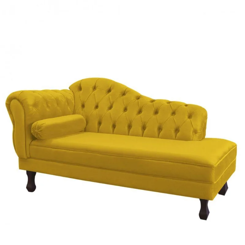 Divã Recamier Juliana 185Cm Lado Direito Suede Amarelo