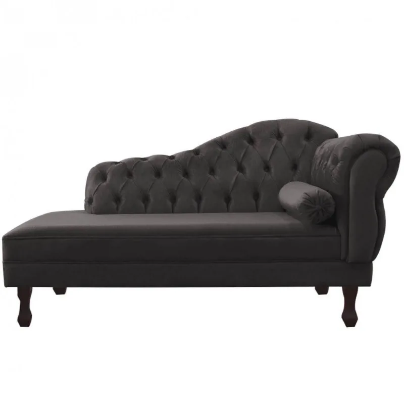 Divã Recamier Juliana 185Cm Lado Esquerdo Suede Cinza