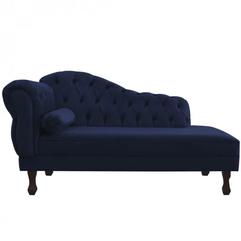 Divã Recamier Juliana 185Cm Lado Direito Suede Azul Marinho