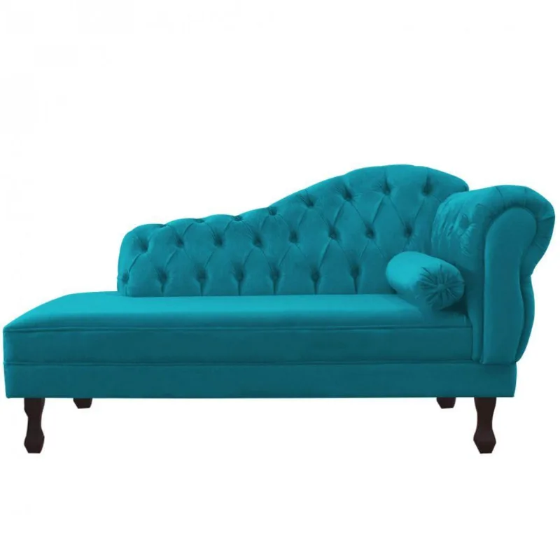 Divã Recamier Juliana 160Cm Lado Esquerdo Suede Turquesa