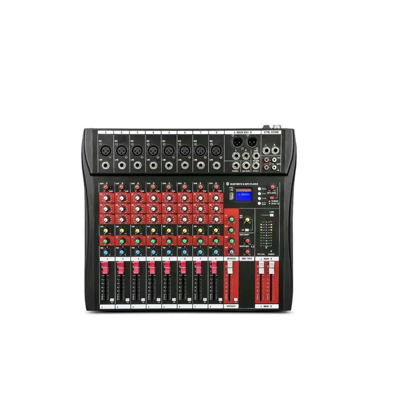 Mixer, Mesa De Som, 8 Canais, Aux, Eq, Efeito, +48v, Usb, Bluetooth