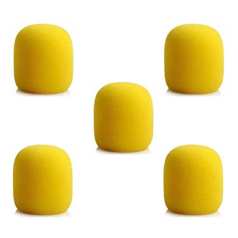 Kit 5 Espumas Filtro Pop Microfone Dinâmico Vocal - Amarelo