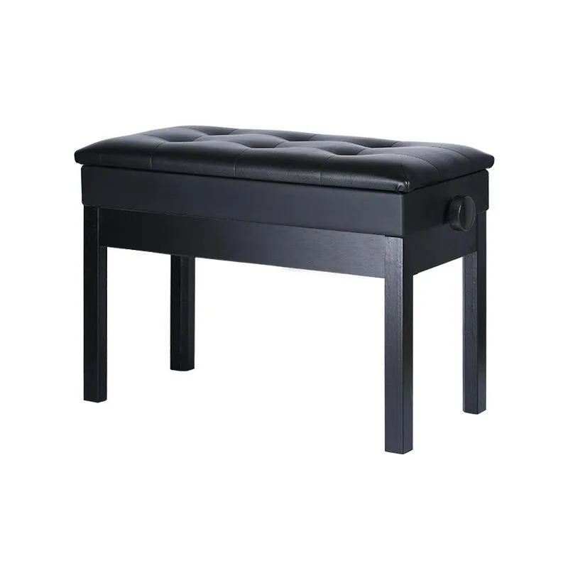 Banqueta Preta,banco Piano,c/assento Duplo,ajuste Altura,baú