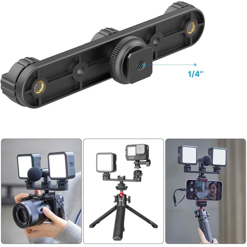 Barra,suporte 3 Cold Shoe P/câmera Dslr,iluminador Led,mic