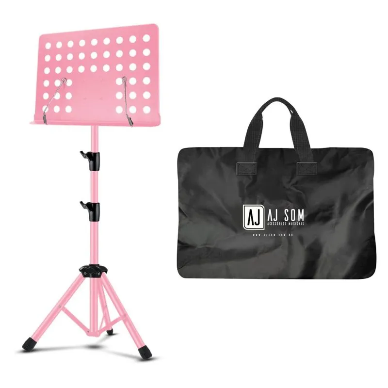 Suporte Estante Partitura Metal Maestro Reforçada Rosa C/bag