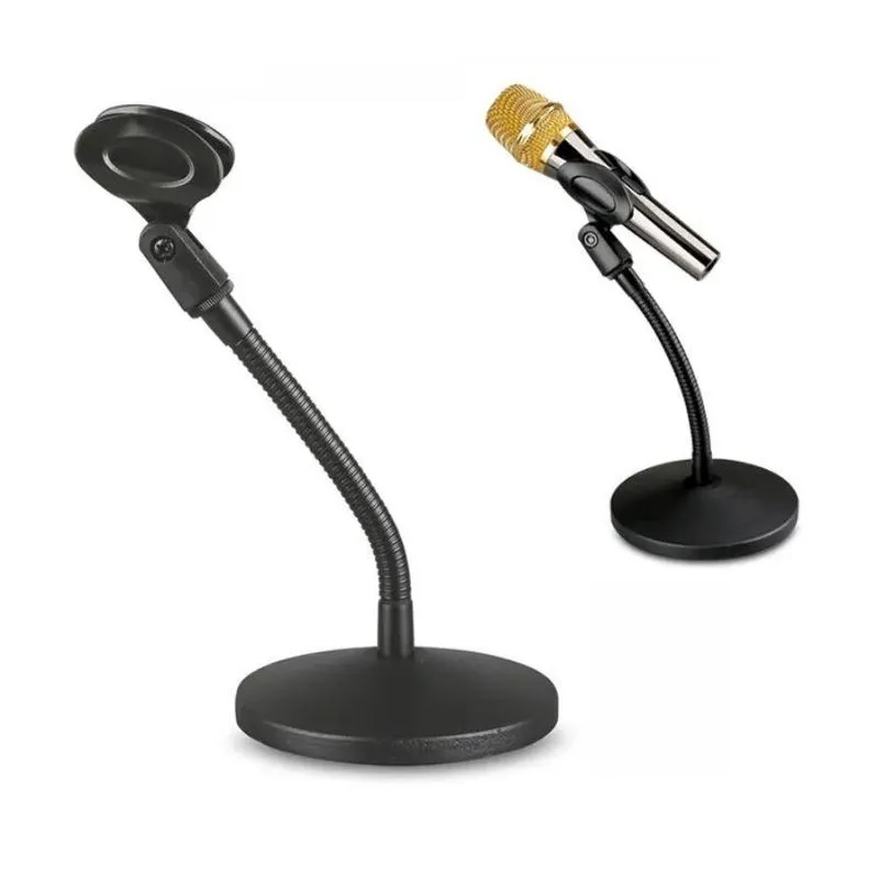 Suporte Pedestal Mesa Para Microfone Base Redonda Gooseneck