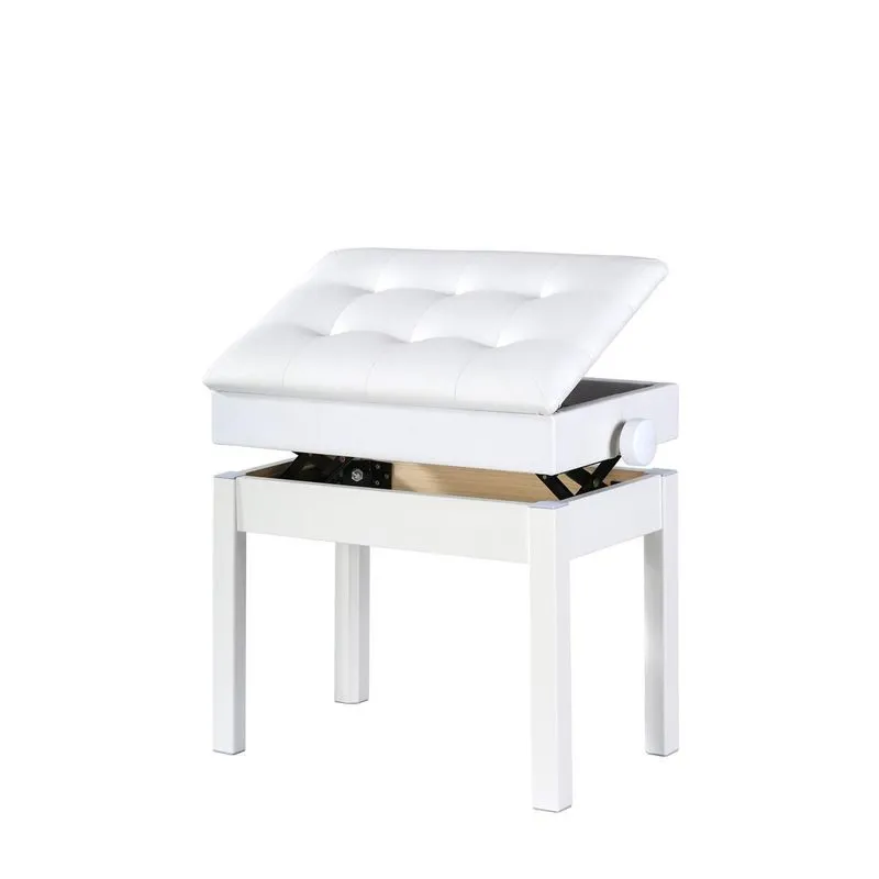 Banqueta Branca,banco De Piano,teclado C/ajuste Altura,baú