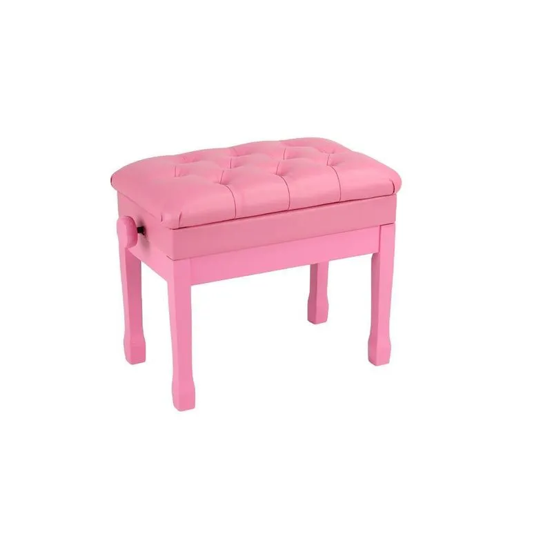 Banqueta Rosa,banco De Piano,teclado C/ajuste Altura,baú