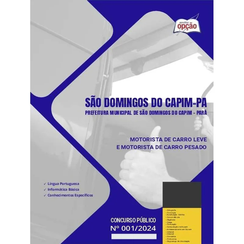 Apostila Prefeitura São Domingos Do Capim Pa 2024 Motorista