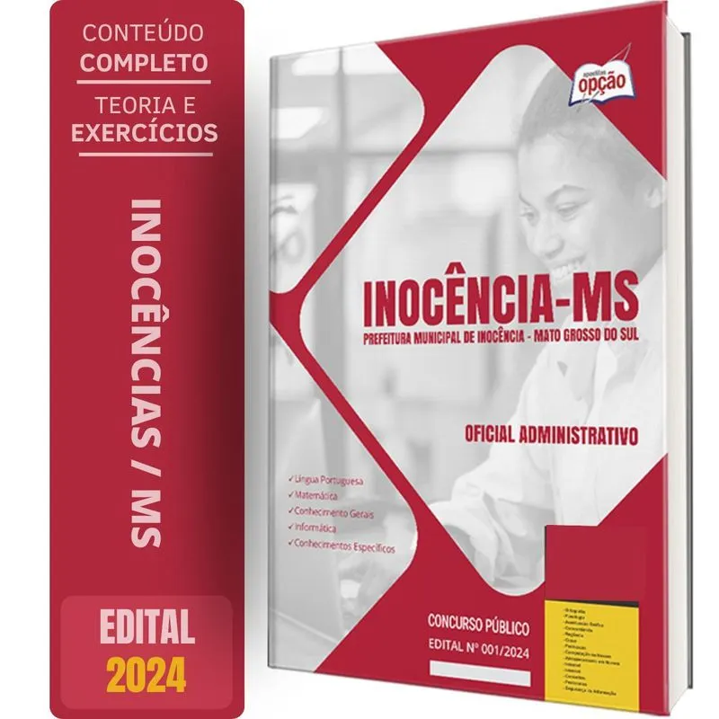 Apostila Prefeitura Inocência Ms 2024 Oficial Administrativo
