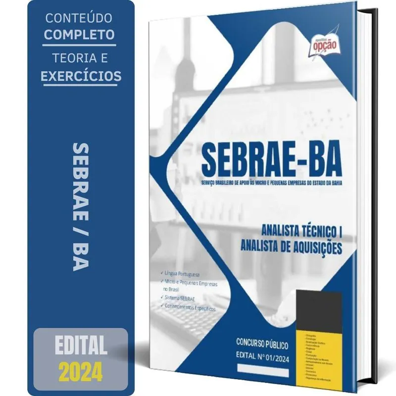 Apostila Sebrae Ba 2024 Analista Técnico I Analista