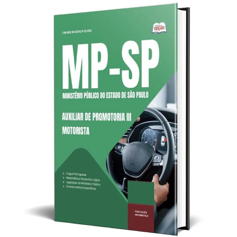 Apostila Mp Sp 2025 - Auxiliar De Promotoria 3 - Motorista