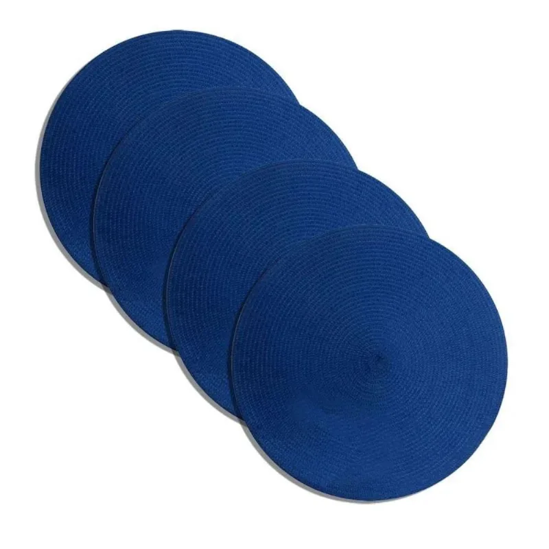 Jogo Americano Pvc Manaus 38 Cm Redondo 4Pcs - Azul