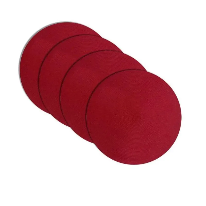 Jogo Americano Pvc Manaus 38 Cm Redondo 4Pcs - Vermelho