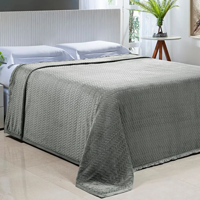 Cobertor Toque de Seda Premier Nc 2,20 X 2,40 PRATA/FLORAL/UNICO