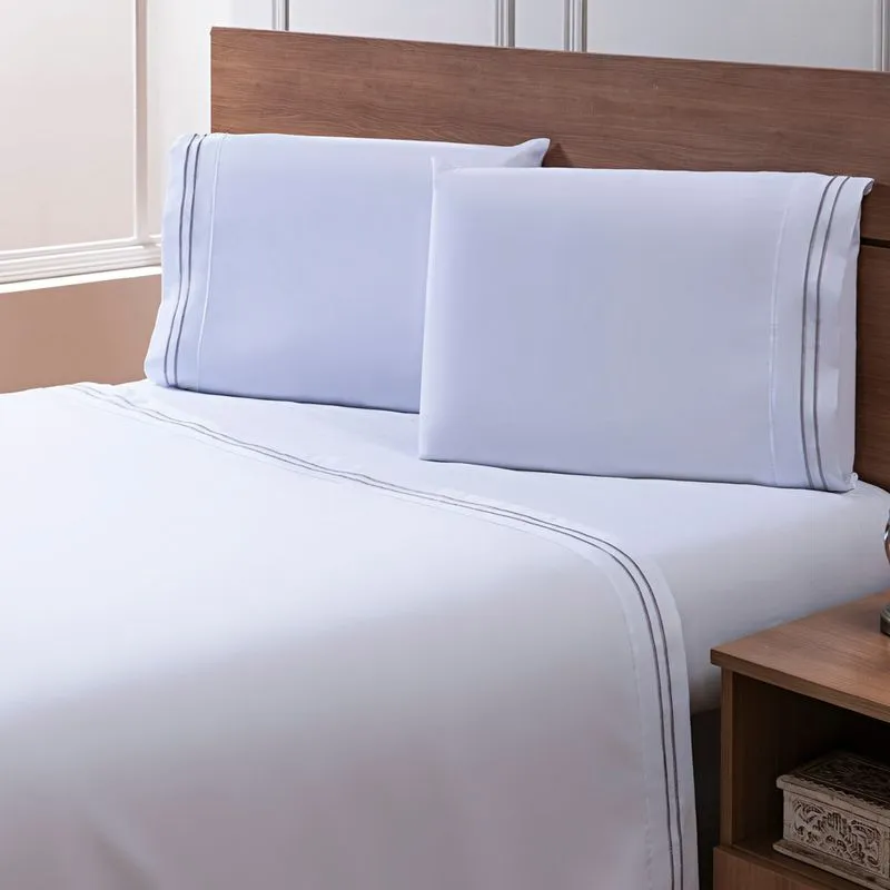 Jogo de Cama Percal Soft 300 Basics Queen CINZA CLARO