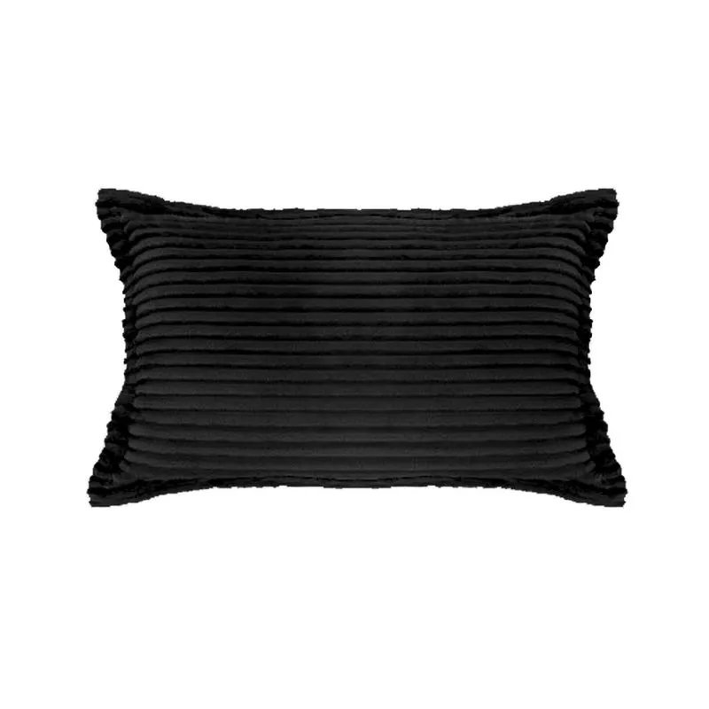Porta Travesseiro C/ Abas Flannel Corduroy Avulso Preto/unico