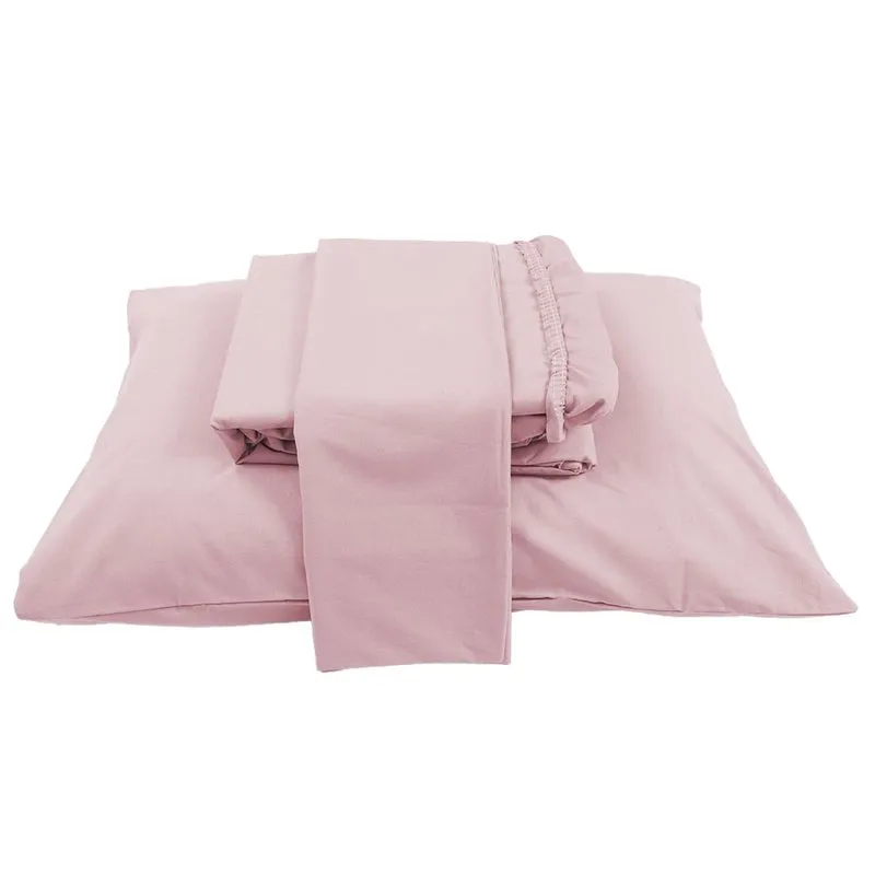 Jogo Lencol 200 Fios C/ Elastico Casal 3pcs Rose/unico
