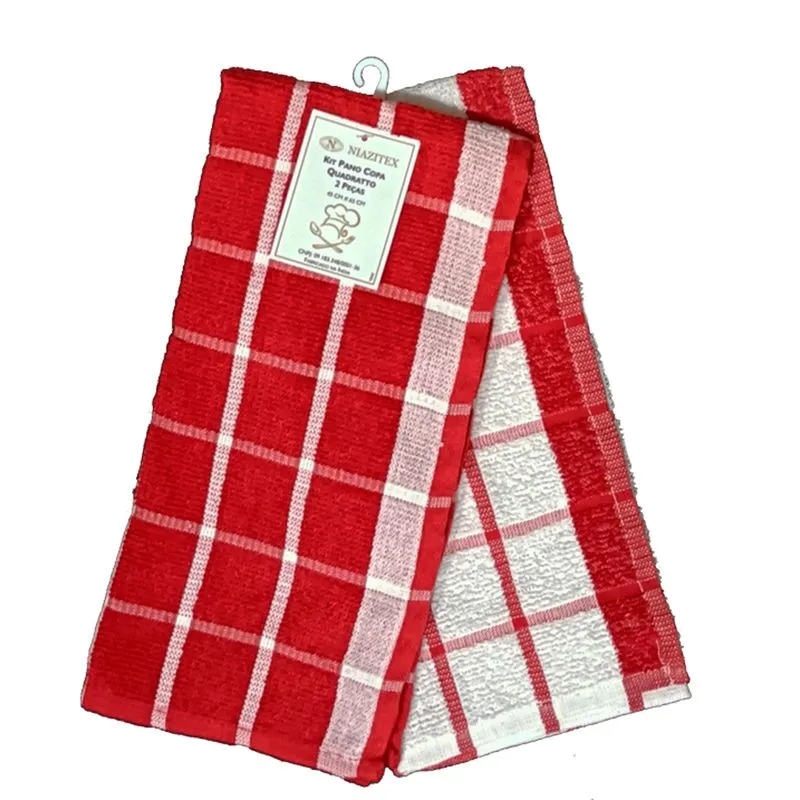 Kit 2cs Pano Copa Quadratto 45x65 Vermelho