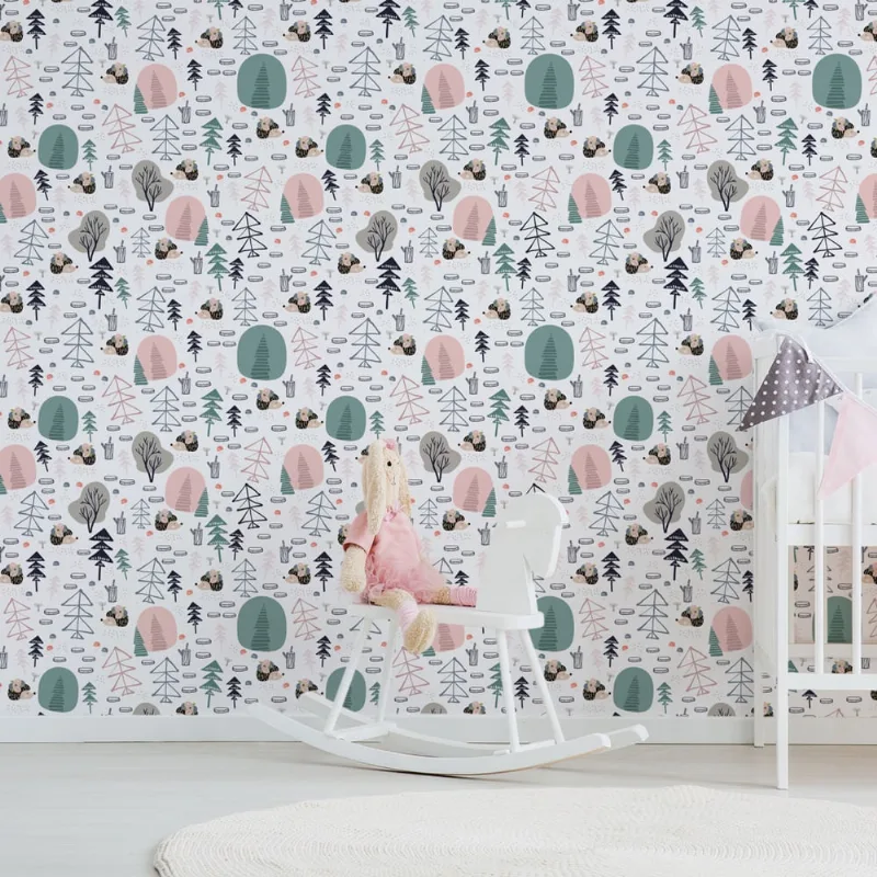 Papel de Parede Porco Espinho para Quarto de Menina 57x270cm