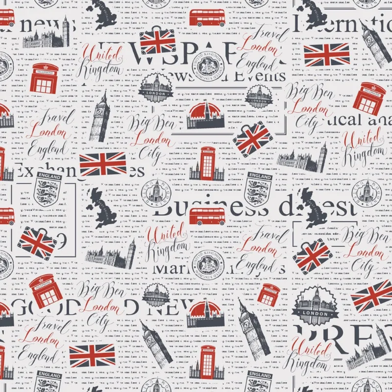 Papel de Parede Jornal Londres para Sala 57x270cm