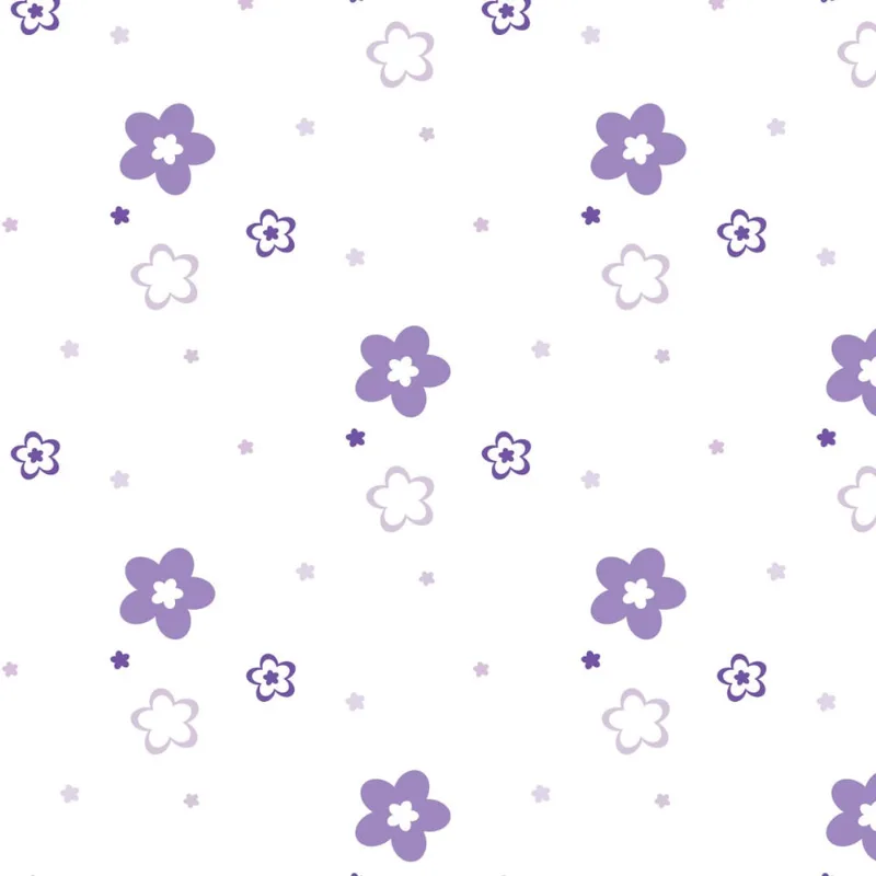 Papel de Parede Lilás Floral para Quarto 57x270cm
