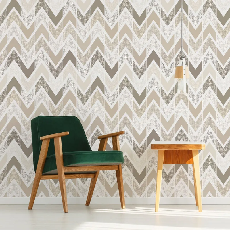 Papel de Parede Marrom Chevron Geométrico 57x270cm