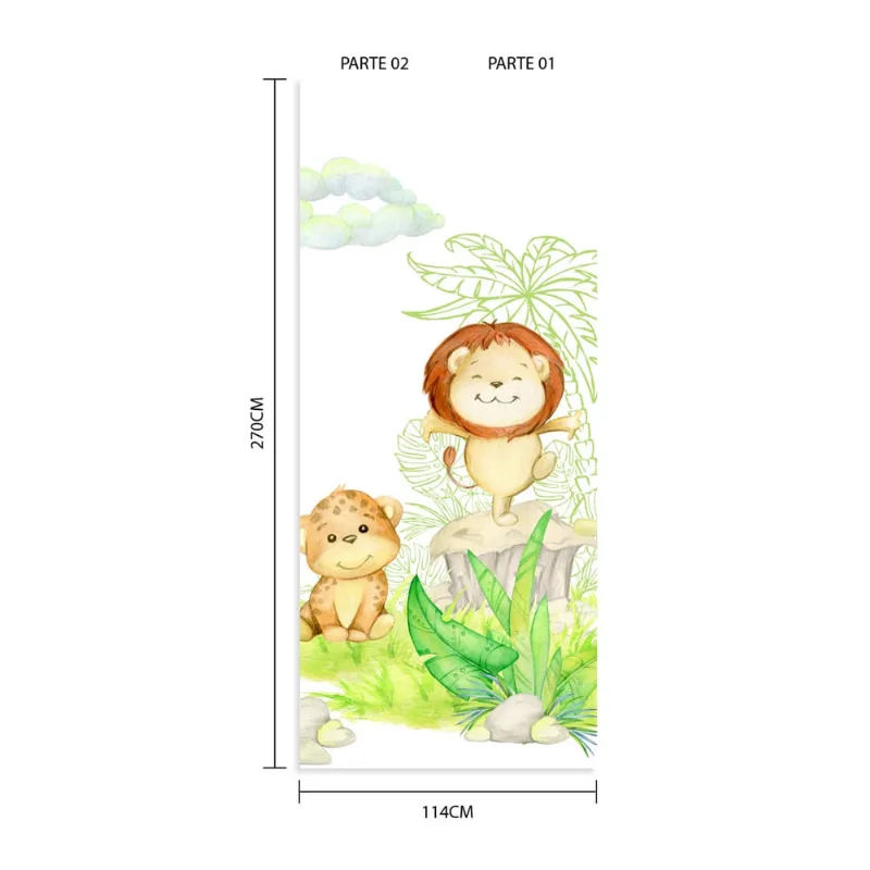 Papel de Parede Painel Infantil Animais Safari 2 rolos 3m²