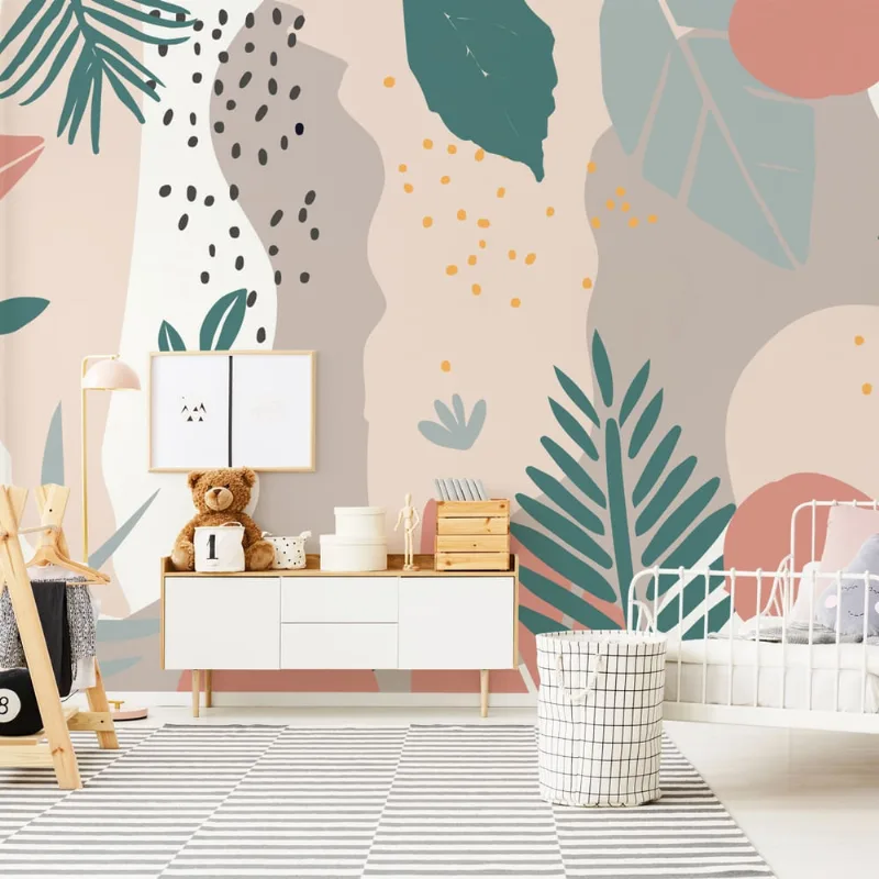 Papel de Parede Painel Floral Folhagem 8 rolos - 12m²
